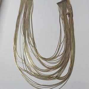 Multi-Strand Gold Tone Statement Necklace
